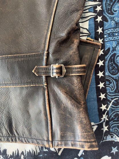 RRL Three-Star Tea Core Leather Vest
