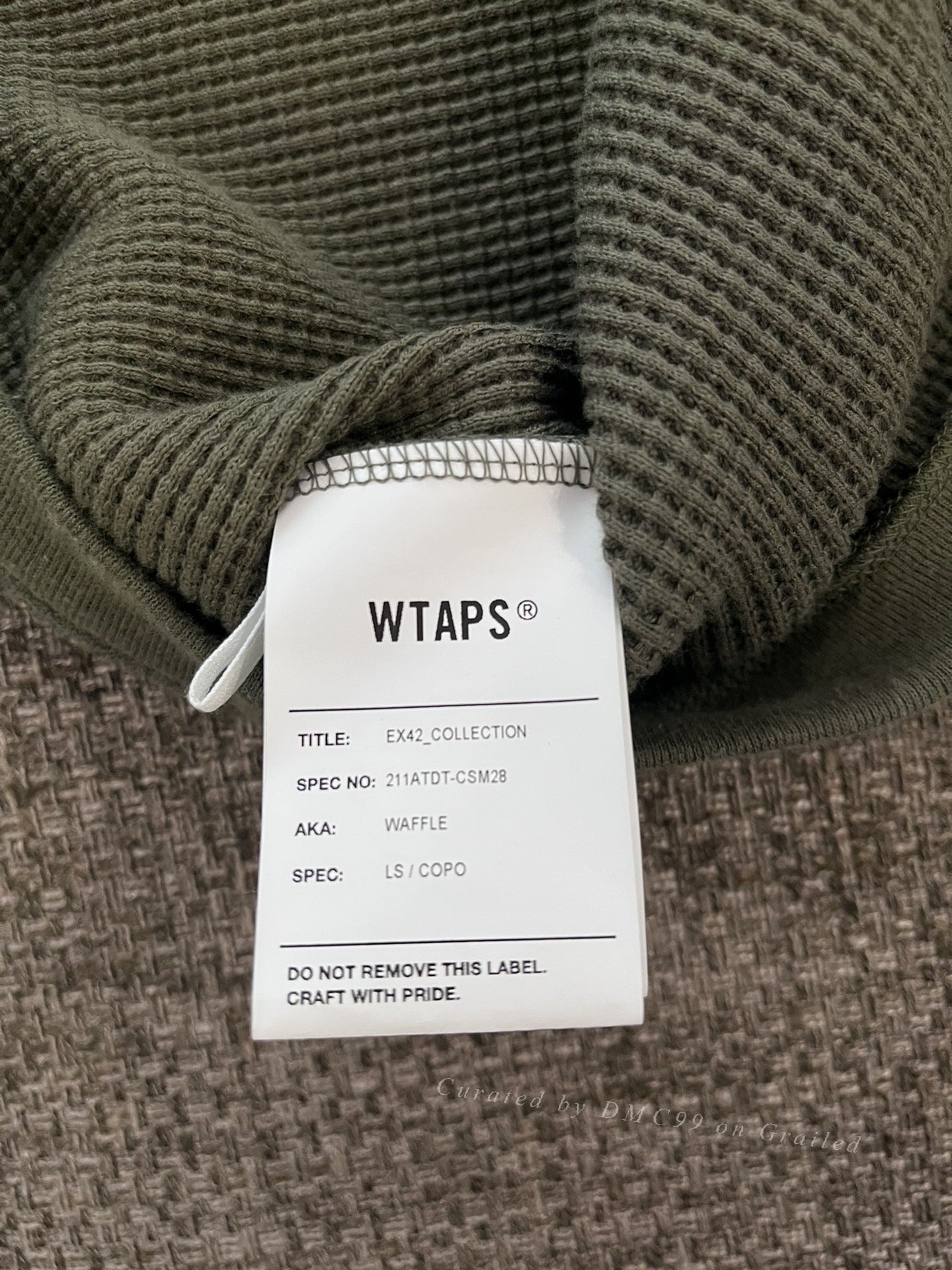 WTAPS 21ss Waffle Long Sleeve Sweatshirt