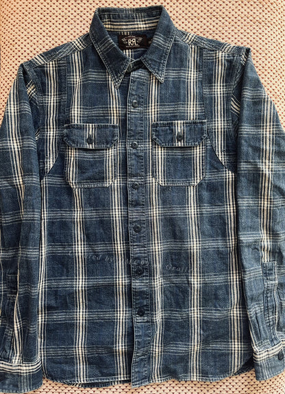 RRL Indigo Check Shirt (Vintage S)