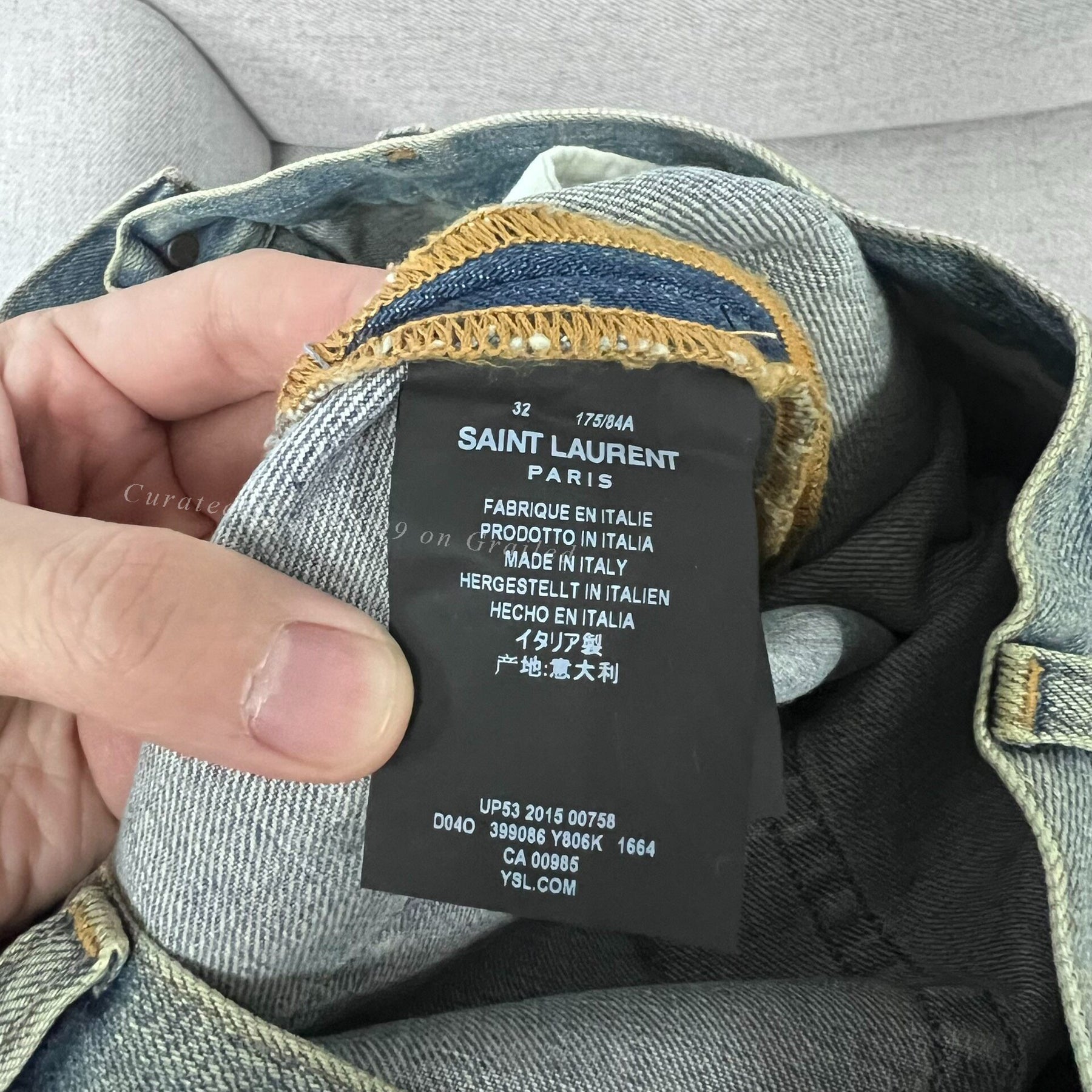 Saint Laurent 15FW Slash Distressed Jeans