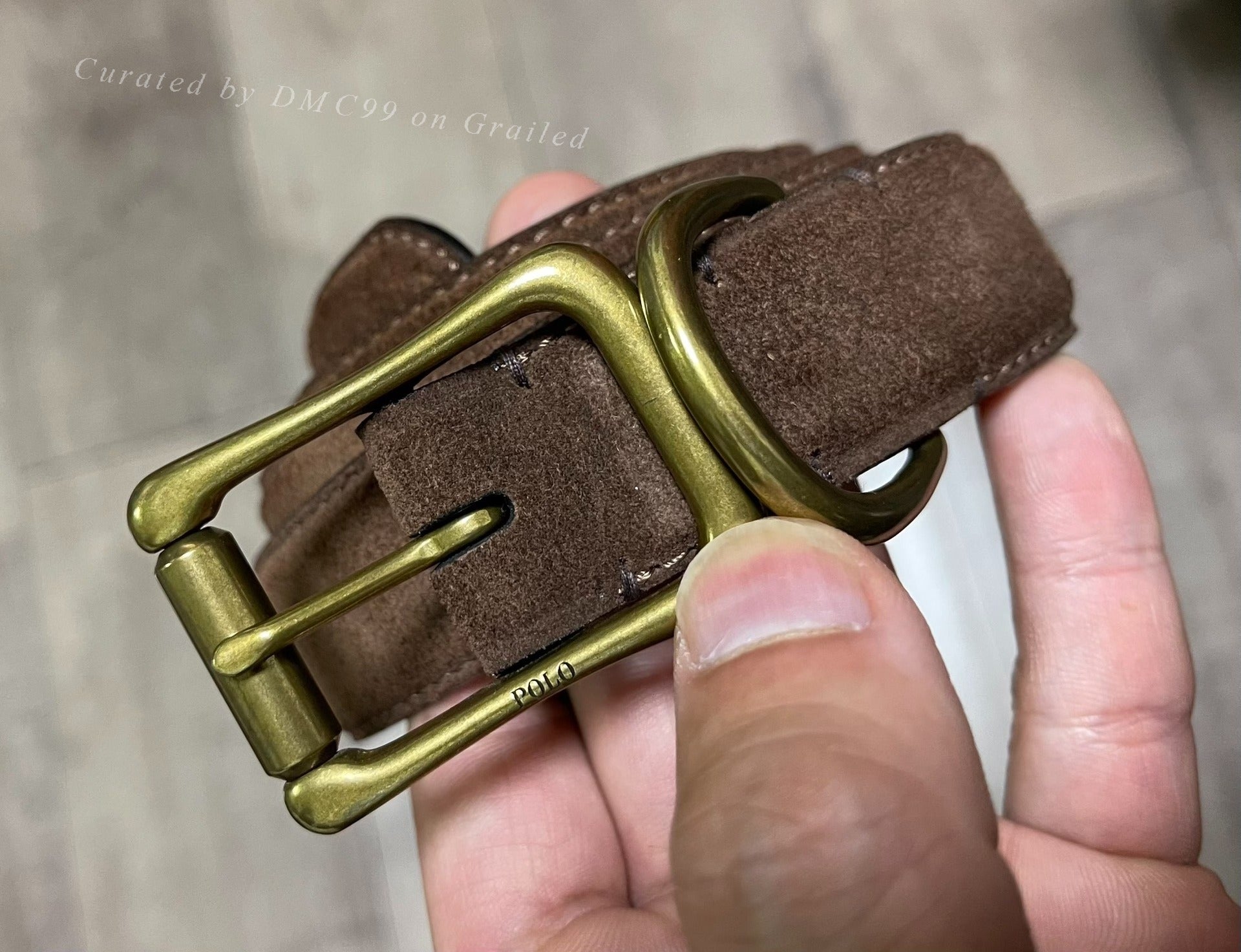 Ralph Lauren Suede Leather Brass Buckle Belt