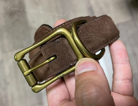 Ralph Lauren Suede Leather Brass Buckle Belt