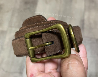 Ralph Lauren Suede Leather Brass Buckle Belt