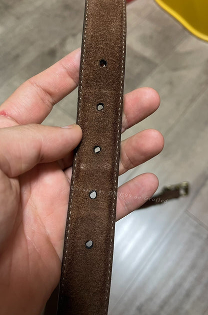Ralph Lauren Suede Leather Brass Buckle Belt