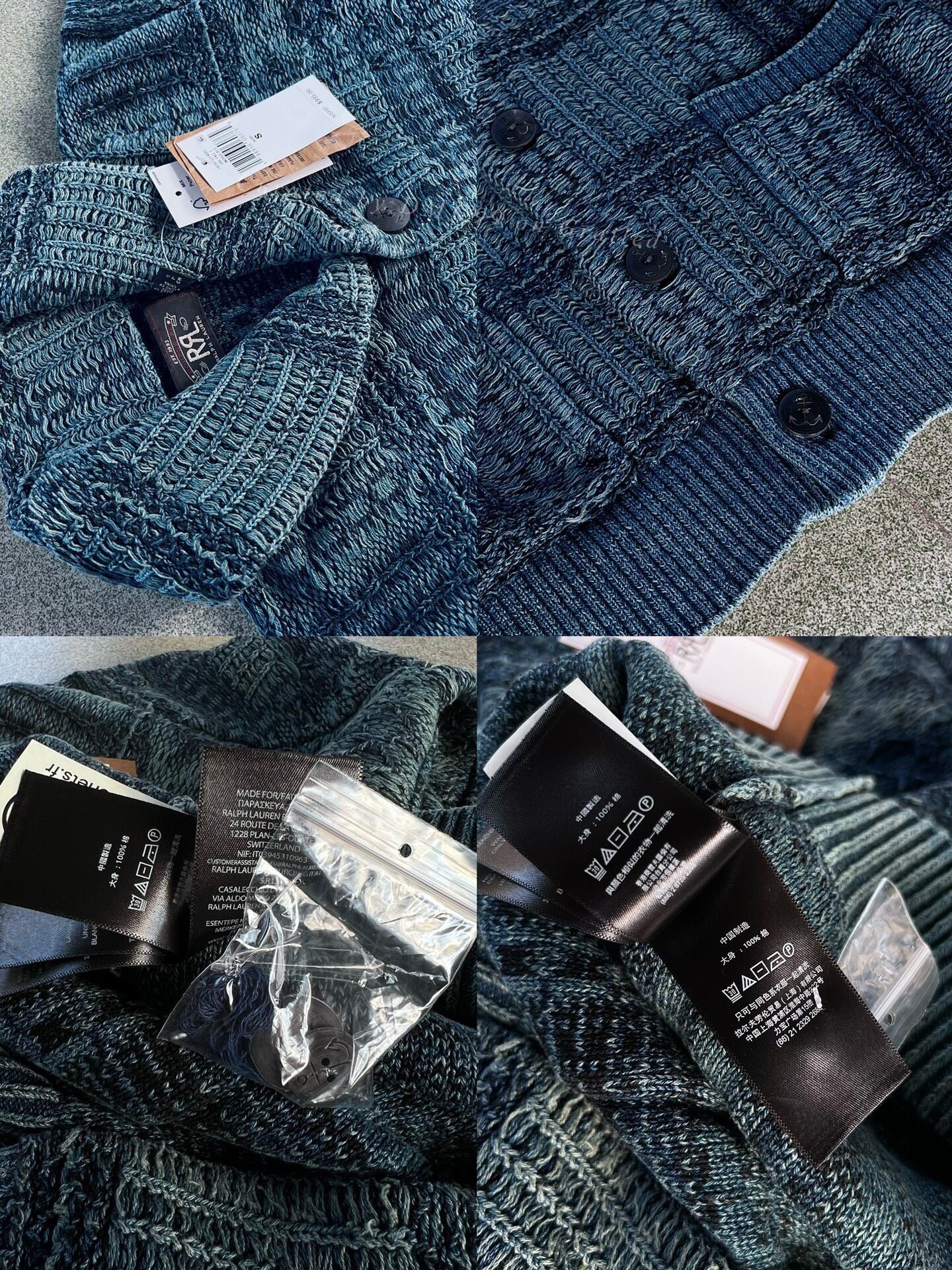 RRL 2025 FW Jacquard Shawl Collar Blue Cardigan