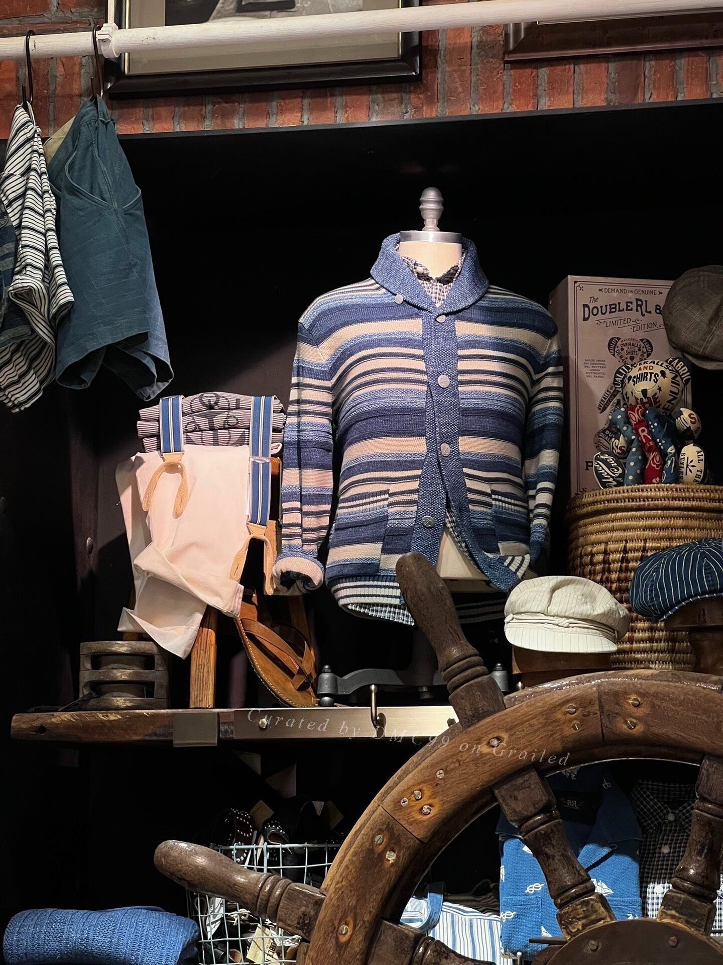 RRL 2025 SS Indigo Stripe Knit Cardigan