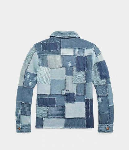 RRL Patchwork Distressed Knit Cardigan