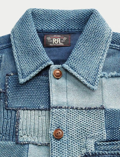 RRL Patchwork Distressed Knit Cardigan