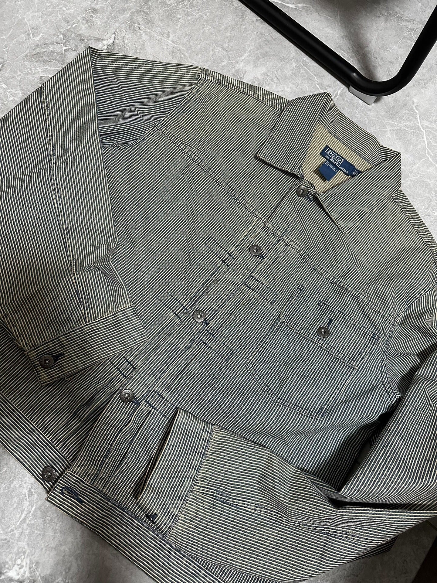 RRL Vintage Striped Distressed Railroad Jacket