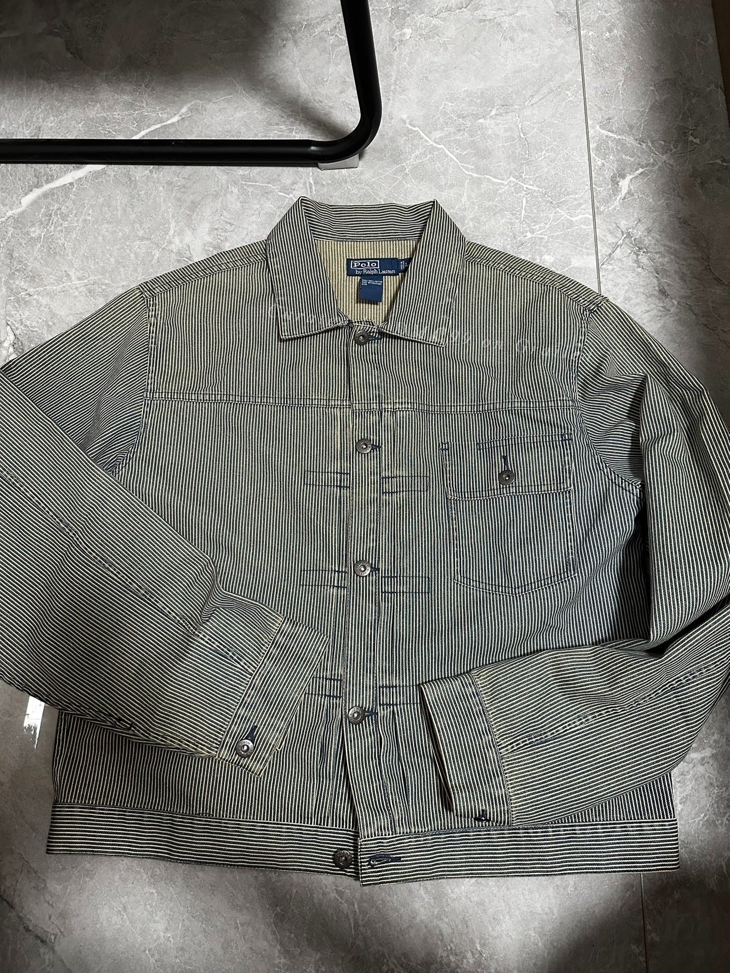 RRL Vintage Striped Distressed Railroad Jacket