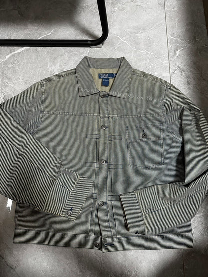 RRL Vintage Striped Distressed Railroad Jacket