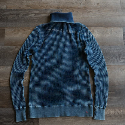 Porter Classic Waffle Indigo Turtleneck Sweatshirt