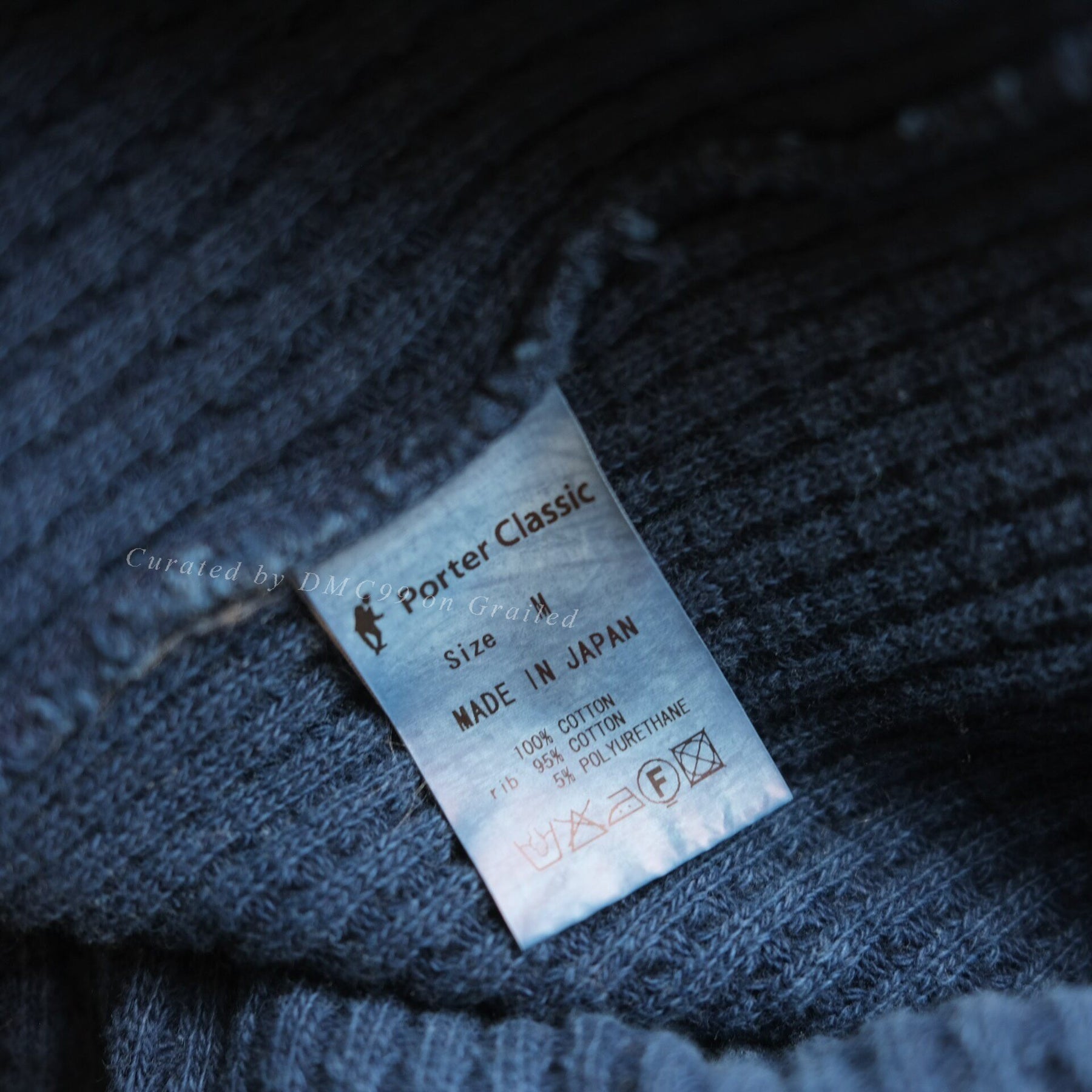 Porter Classic Waffle Indigo Turtleneck Sweatshirt