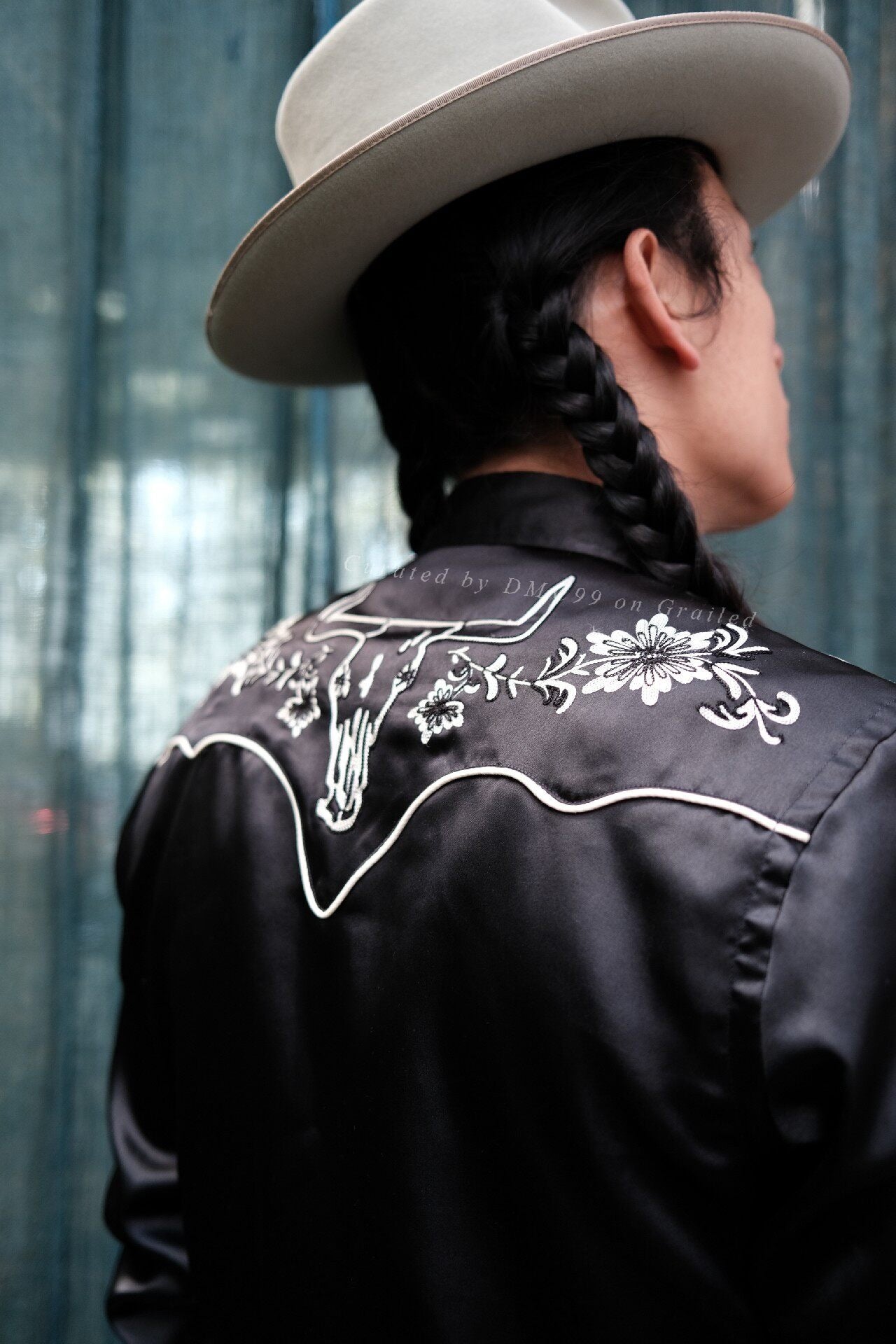 RRL Bull Head Embroidery Silk Western Shirt