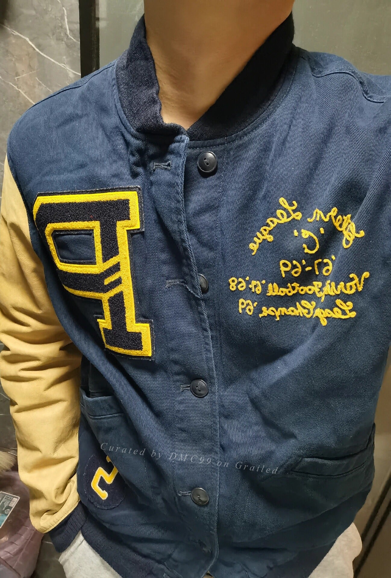 RRL Ralph Lauren Leather Sleeve Vintage Jacket