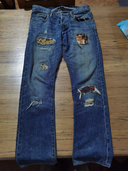 Ralph Lauren Extreme Distressed Patch Jeans