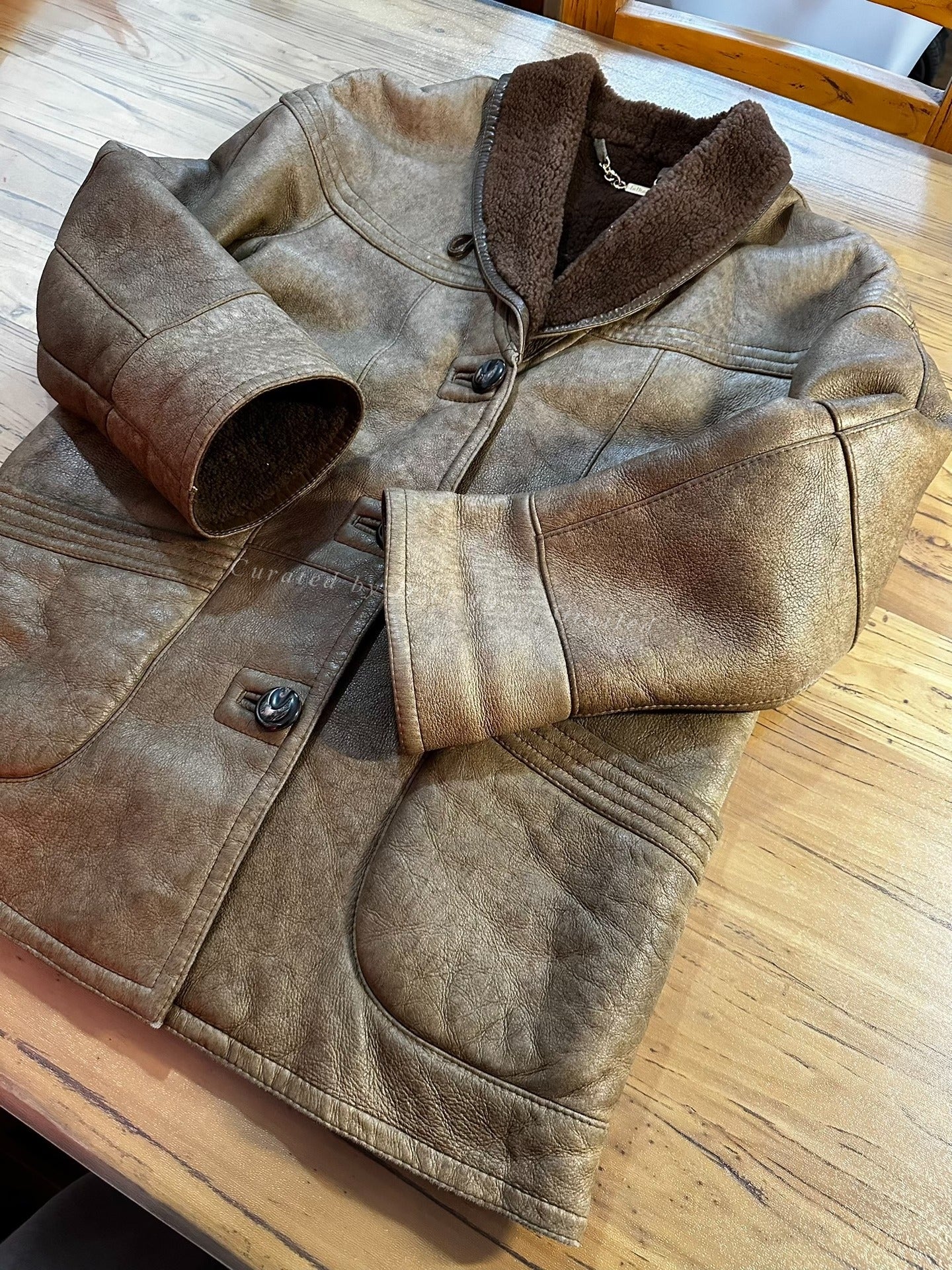 RRL Distressed Shearling Leather Jacket