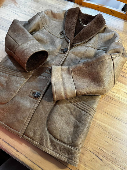 RRL Distressed Shearling Leather Jacket