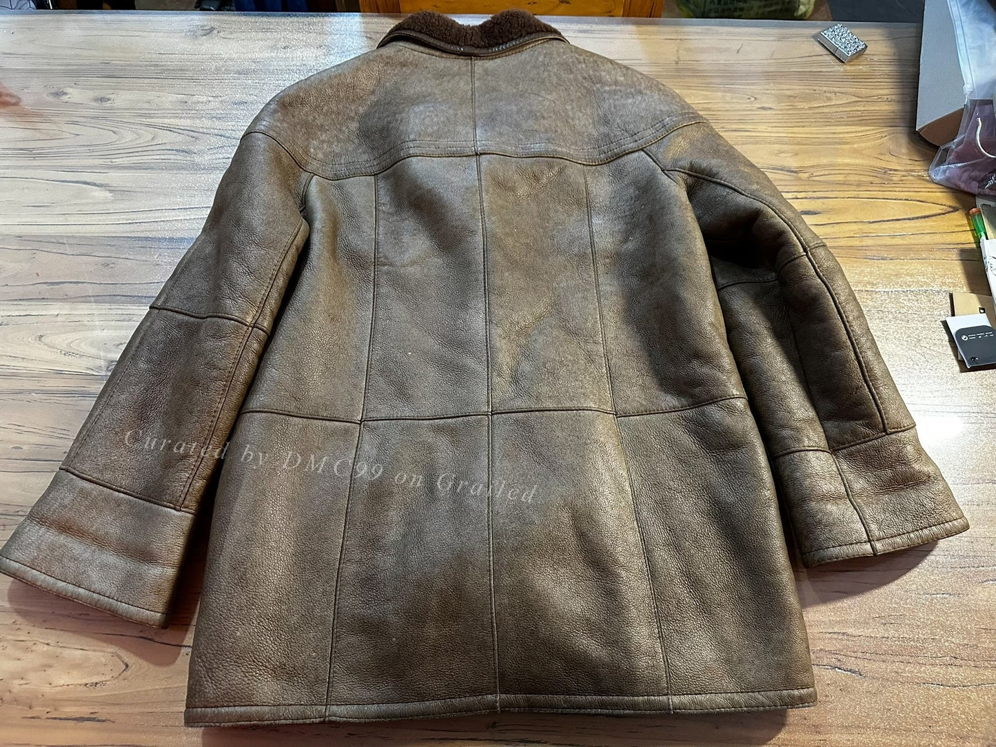 RRL Distressed Shearling Leather Jacket