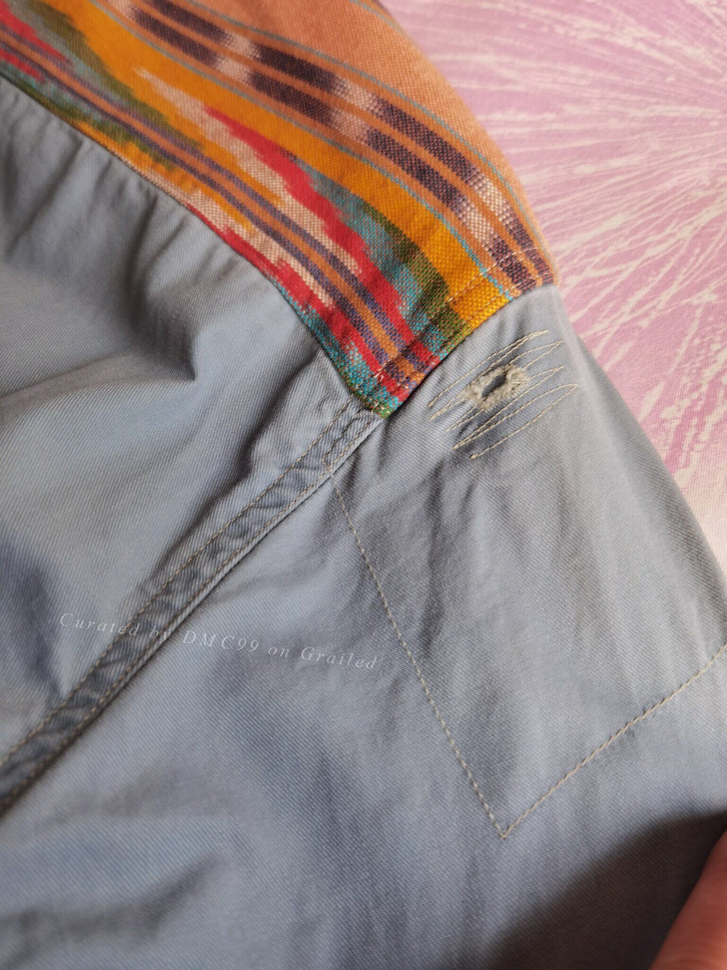 RRL Distressed Sashiko Patch Western Shirt