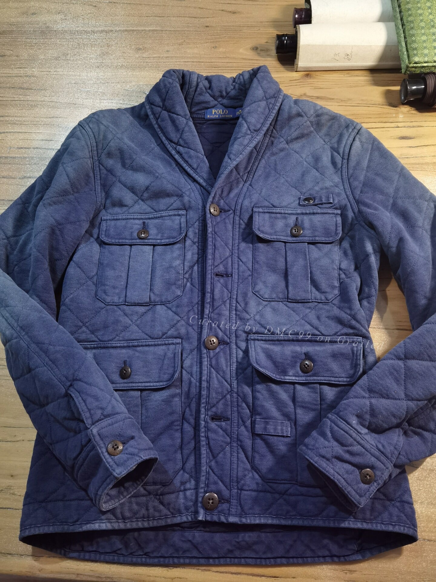 RRL Ralph Lauren Blue Dyed Collar Jacket