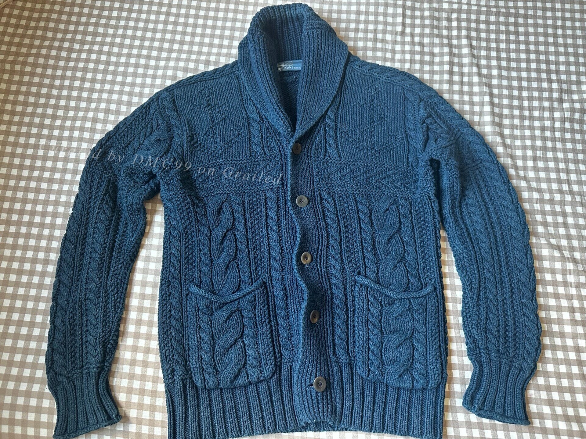 RRL Ralph Lauren Vintage Indigo Cable Knit Cardigan