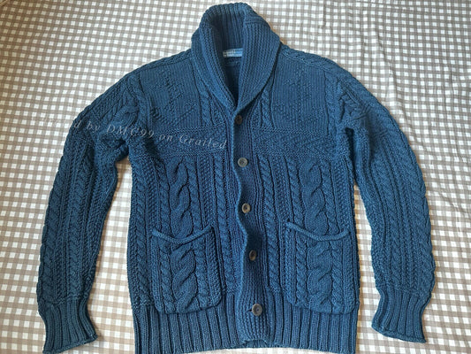 RRL Ralph Lauren Vintage Indigo Cable Knit Cardigan