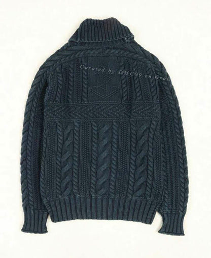 RRL Ralph Lauren Vintage Indigo Cable Knit Cardigan