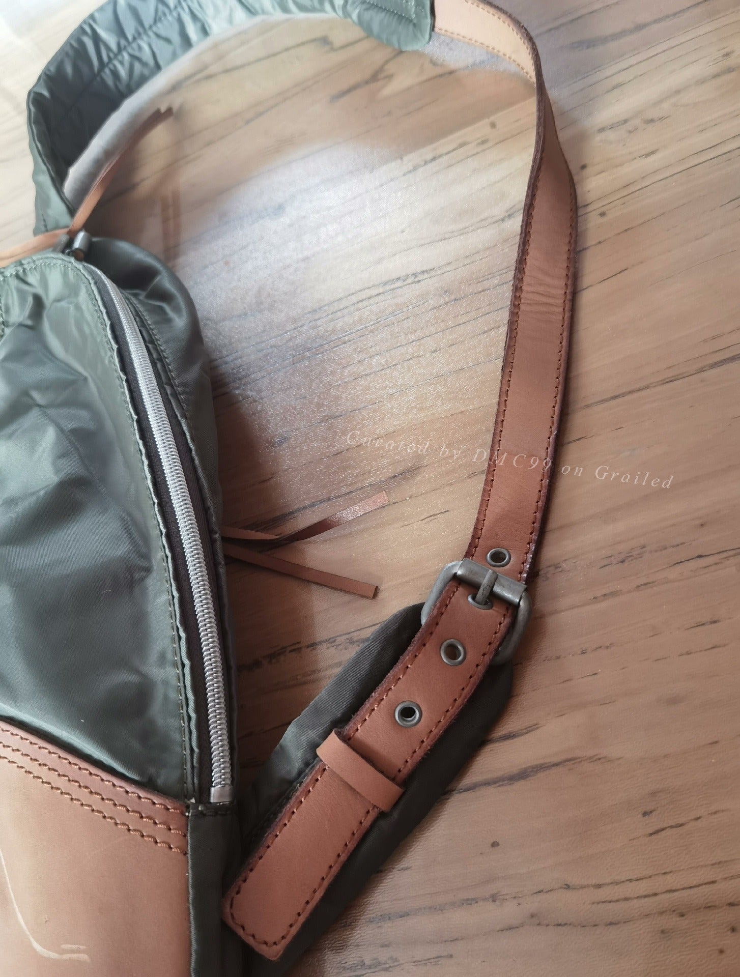 Diesel Military Green Leather Chest Bag