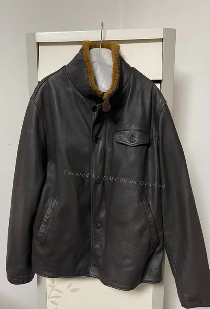 RRL N1 Leather Jacket Shearling Collar