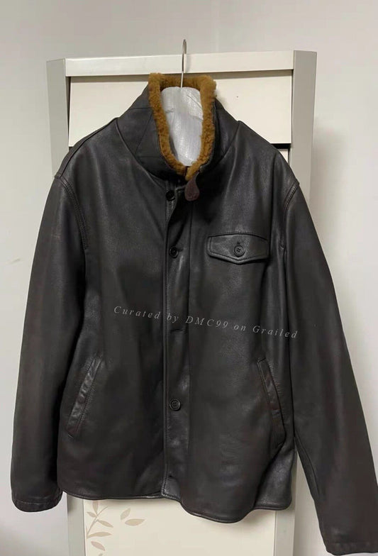 RRL N1 Leather Jacket Shearling Collar