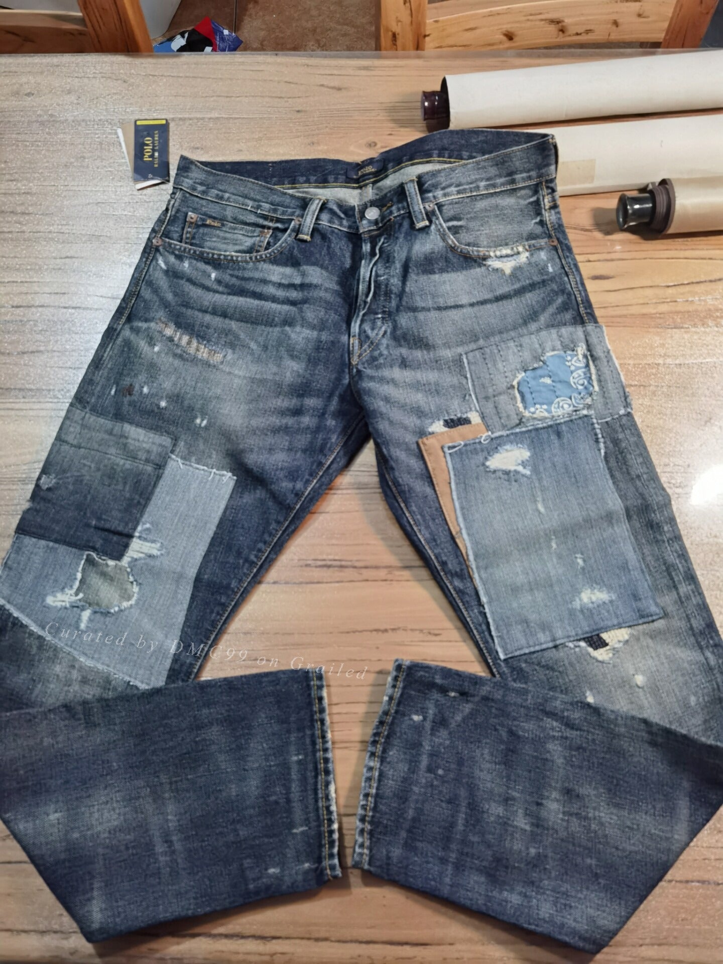 RRL Ralph Lauren Extreme Distressed Paint Jeans