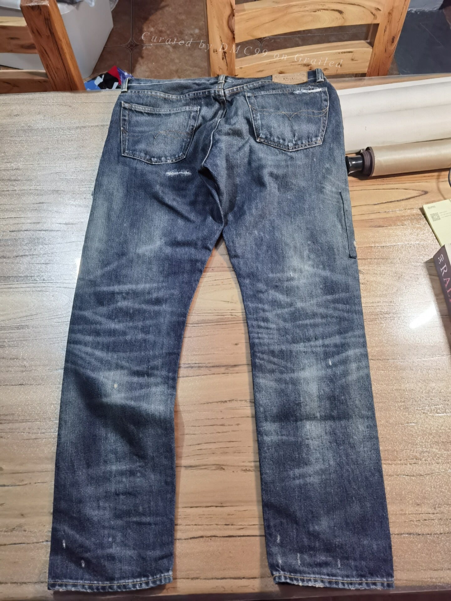 RRL Ralph Lauren Extreme Distressed Paint Jeans