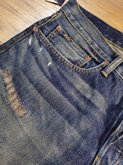 RRL Ralph Lauren Extreme Distressed Paint Jeans