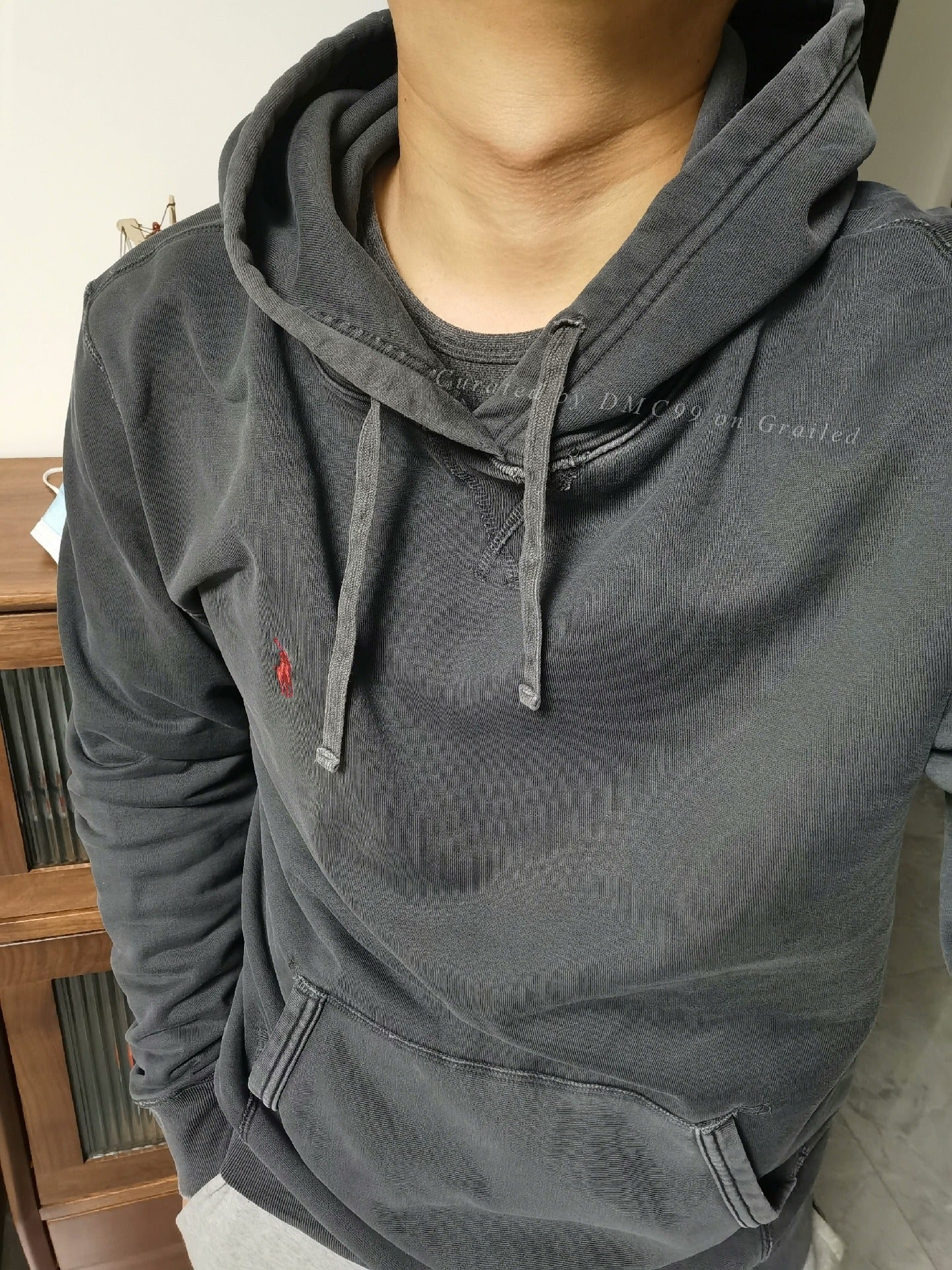 Ralph Lauren Distressed Charcoal Black Hoodie