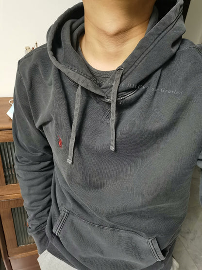 Ralph Lauren Distressed Charcoal Black Hoodie