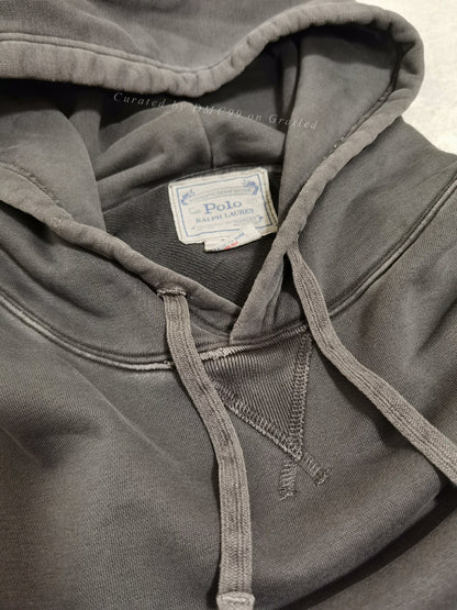 Ralph Lauren Distressed Charcoal Black Hoodie