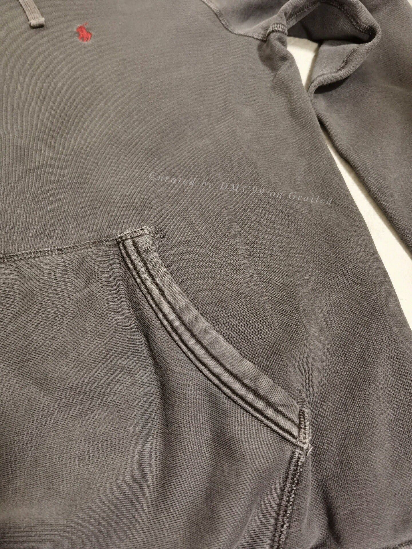Ralph Lauren Distressed Charcoal Black Hoodie
