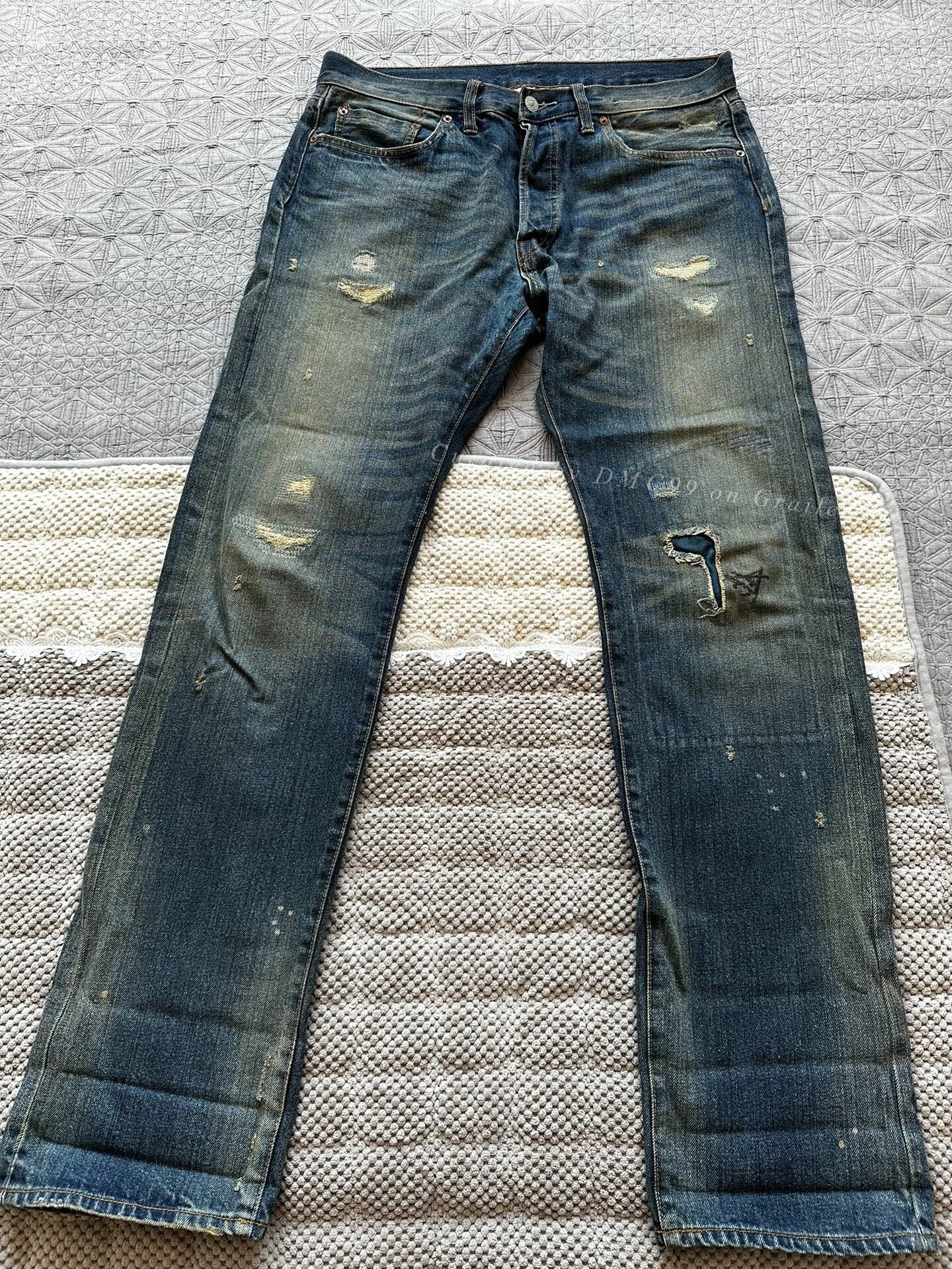 RRL Selvedge Distressed Patchwork Jeans