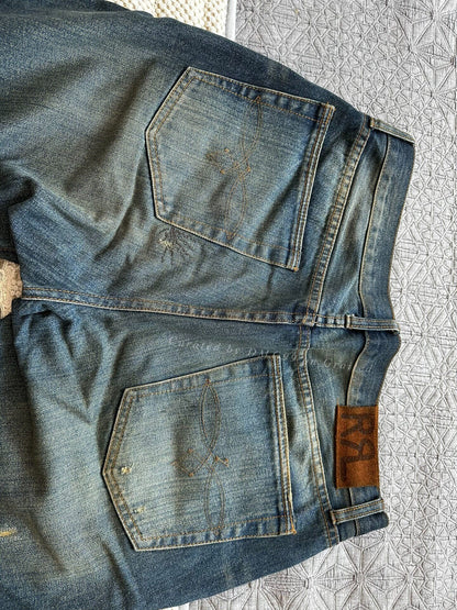 RRL Selvedge Distressed Patchwork Jeans