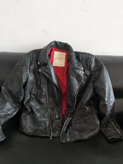 Ralph Lauren Distressed Waxed Canvas Biker Jacket