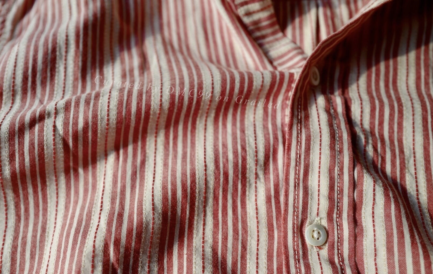 RRL Vintage Pink White Stripe Henley M