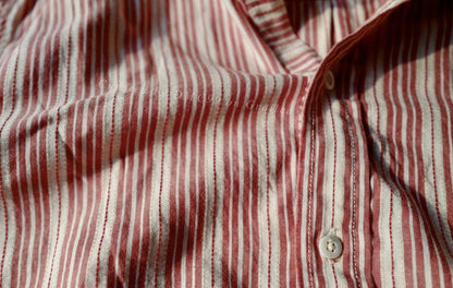 RRL Vintage Pink White Stripe Henley M