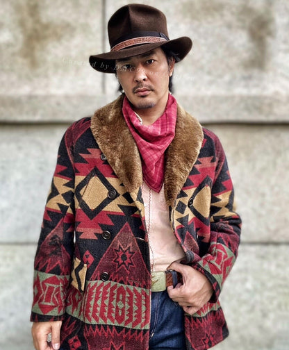 RRL Southwest Fur Collar Blanket Coat