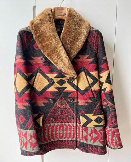 RRL Southwest Fur Collar Blanket Coat