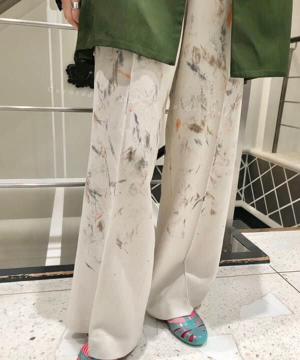 AURALEE 20AW WOOL HAND PAINTED SLACKS