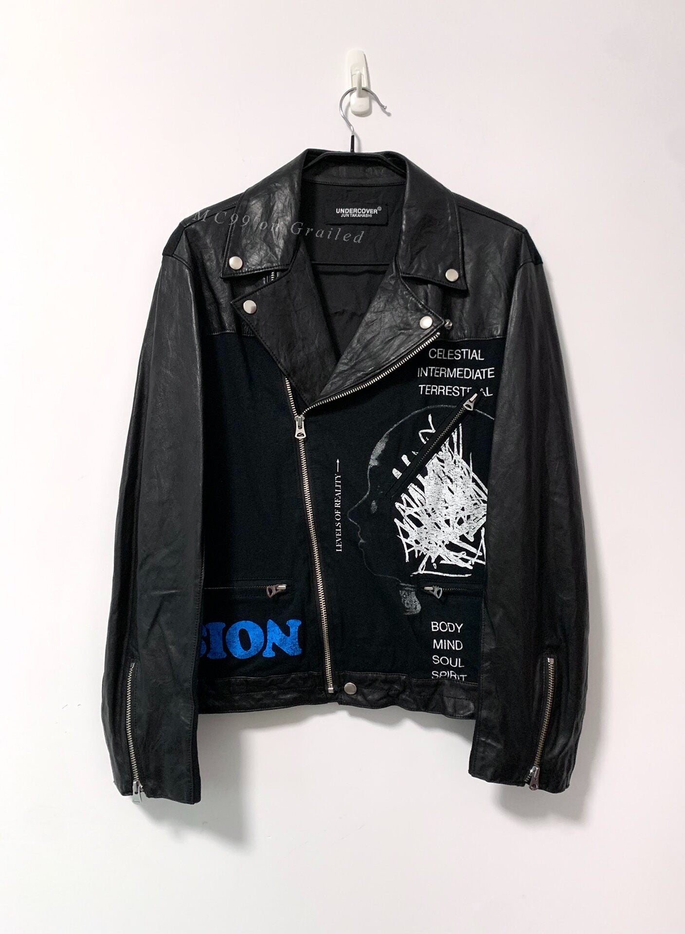 undercovrr Printed Motorcycle Leather Jacket