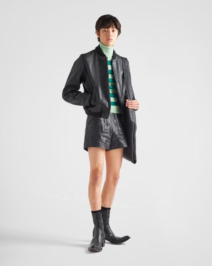 Prada Raf Simons 23SS Leather Bomber Jacket