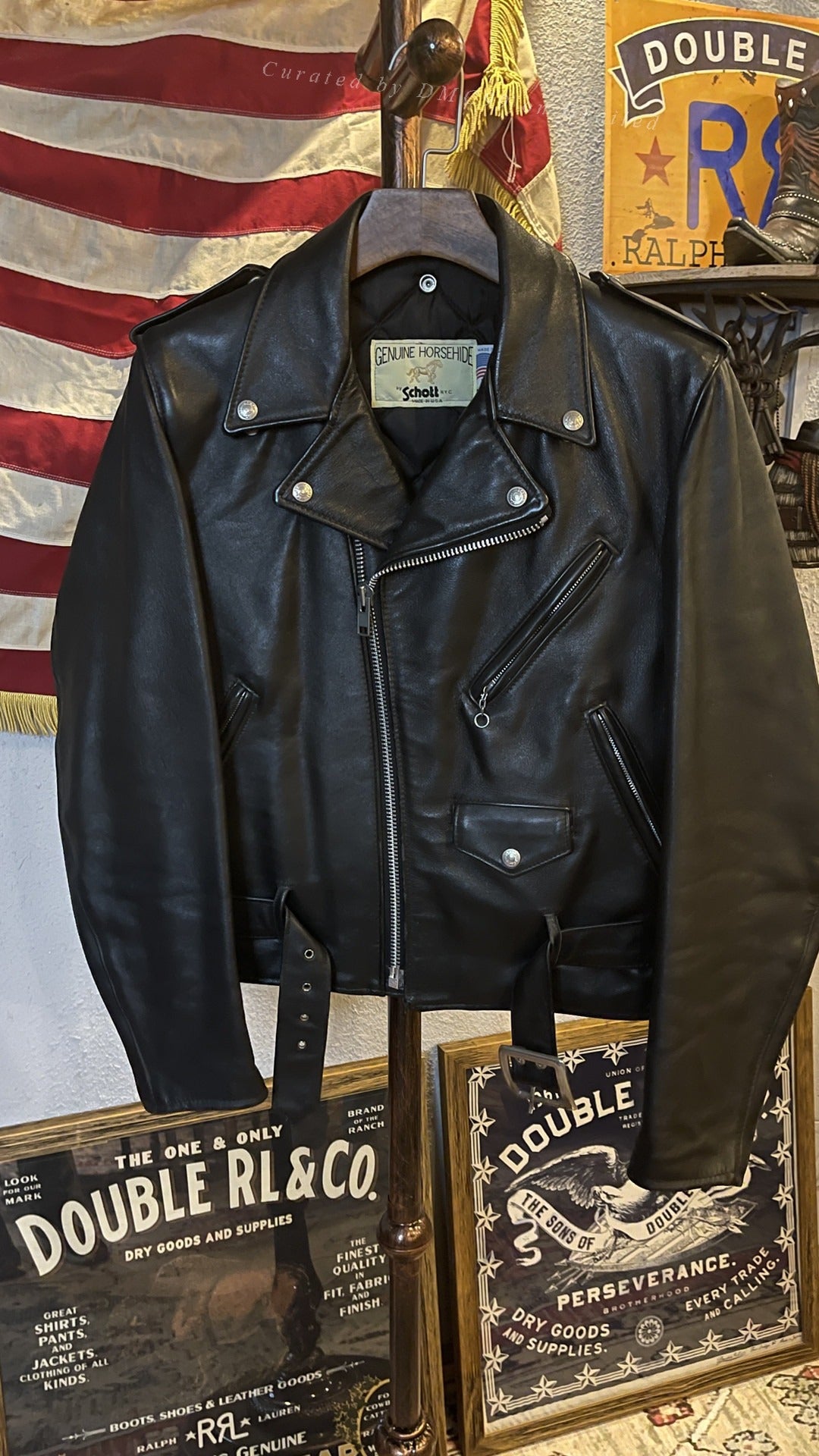 Schott 618 Horsehide Diagonal Zip Jacket