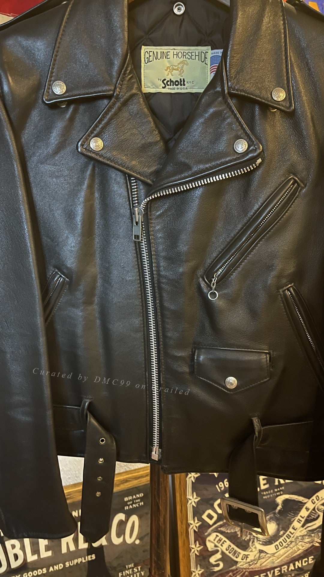 Schott 618 Horsehide Diagonal Zip Jacket